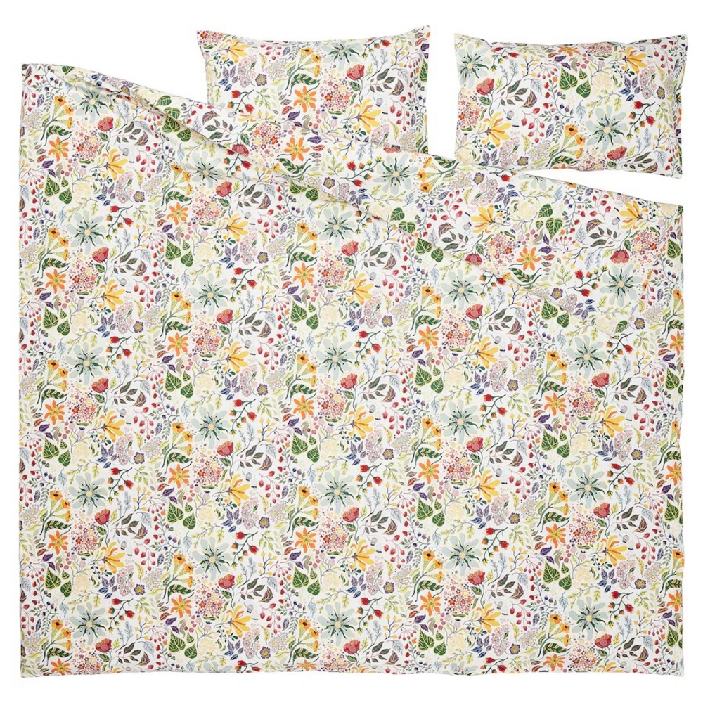 STRANDLUMMER Duvet cover & pillowcases, floral, King Size - Picture 4 of 6
